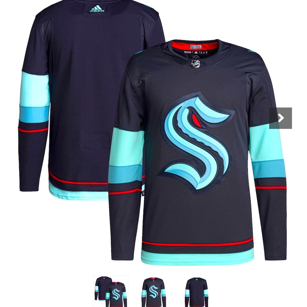 Men’s Seattle Kraken Navy Home Authentic Primegreen Jersey size 44 NWT